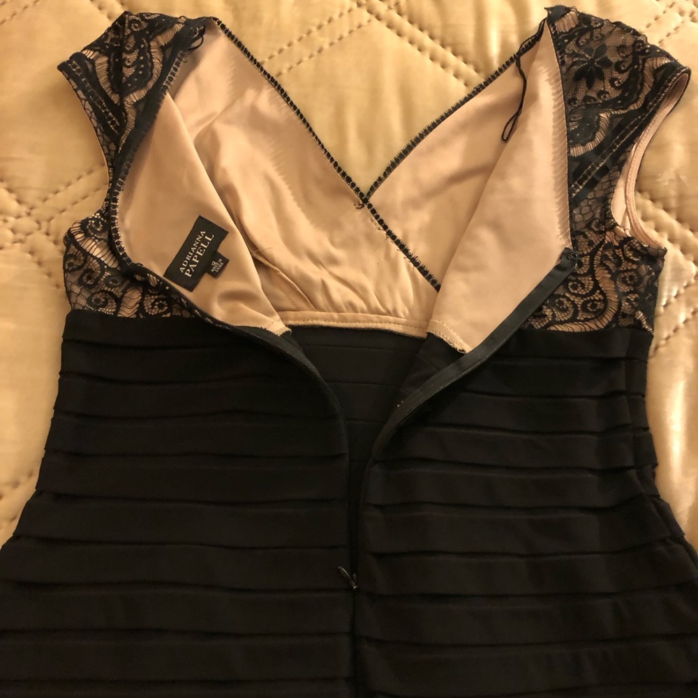 LBD Adrianna Papelli lace bodice tired cocktail dress Sz 12 Sofia Loren - Picture 8 of 10